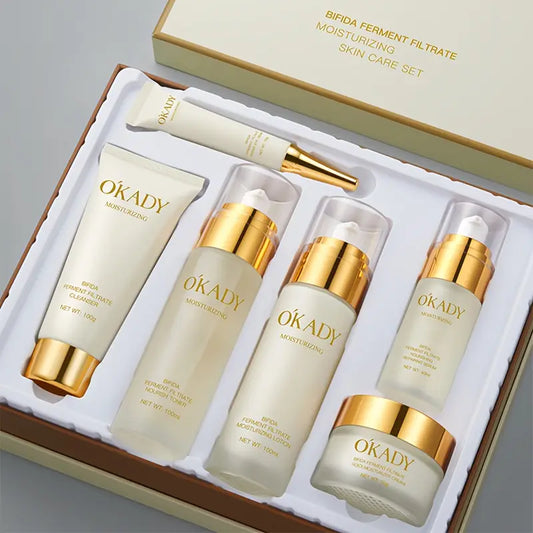 Yeast Facial Care Set, with Schizomycetes Fermentation Pyrolysis Ingredients, Moisturizes And Nourishes Light Beige, Leaves Light Beige Soft And Smooth, Restores Light Beige Vitality And Youth. Alcohol-free, Suitable for All Light Beige Types, 6-piece Set