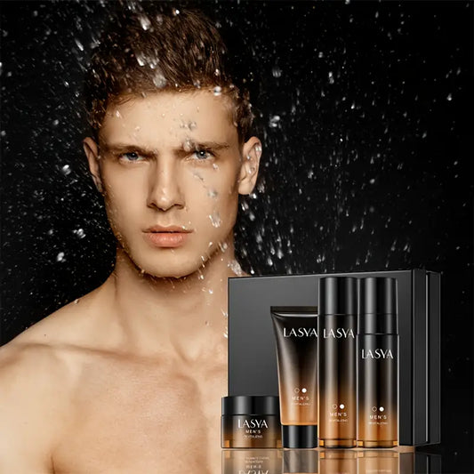 Men'S Skin Care Set 4pcs Skin Set, Including Facial Cleanser, Essence Water, Essence Cream, Face Cream, Moisturizing, Moisturizing, Firming, Feeling Smooth, Improve Skin Texture, A Good Gift For Men, Gift Box